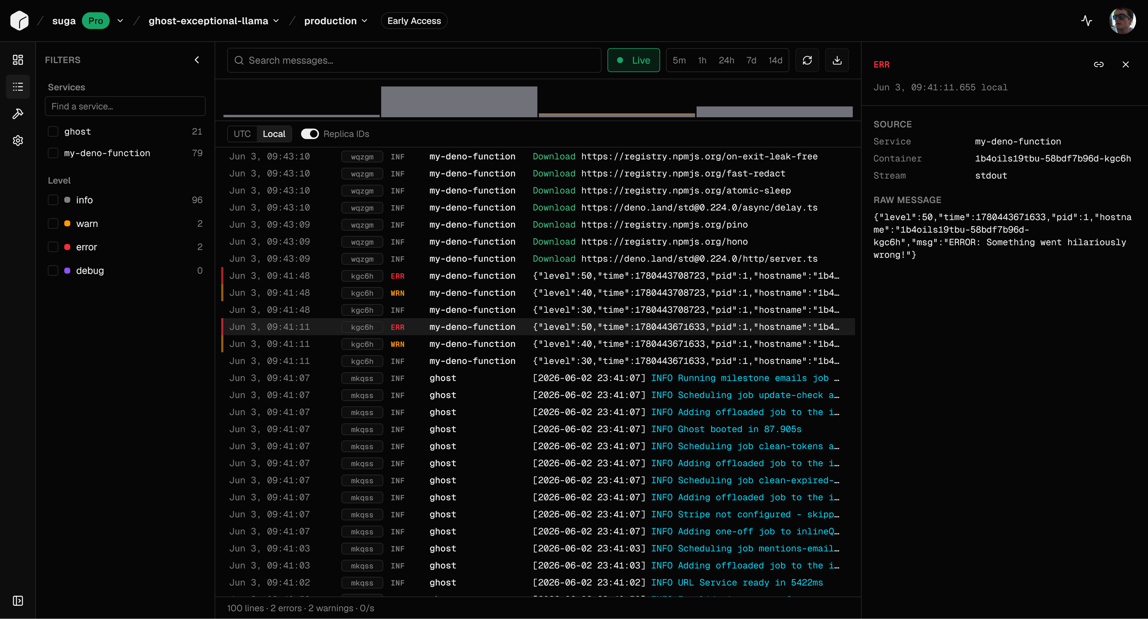 The Logs explorer